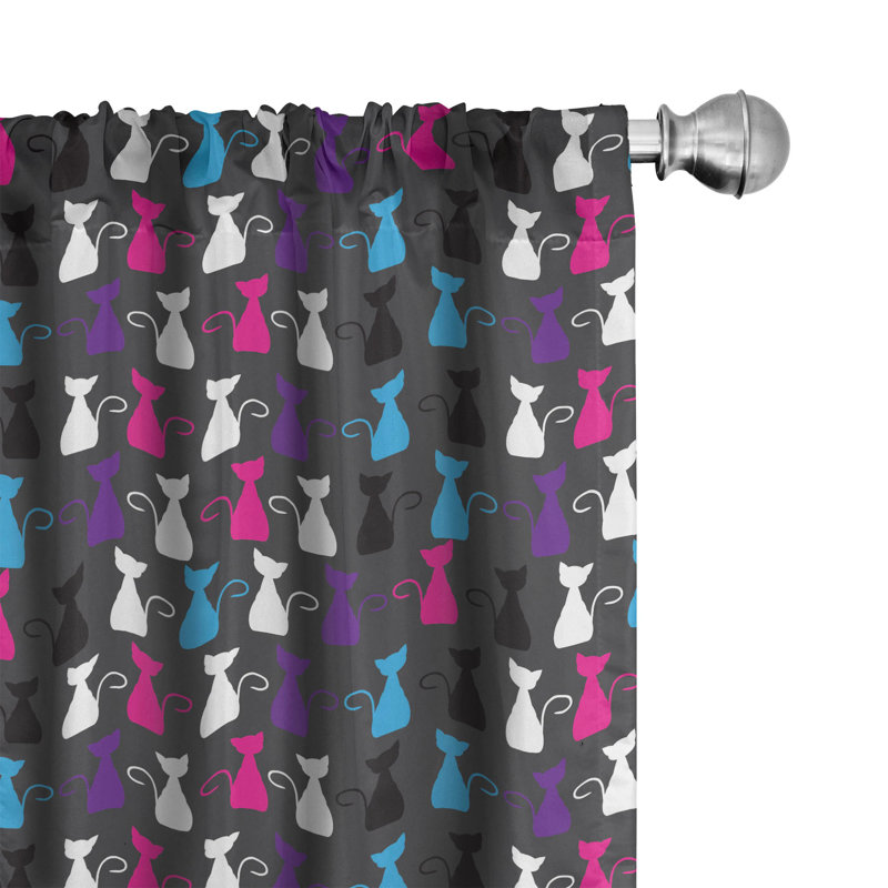 Animals Art Abstract Semi-Sheer Rod Pocket Curtain Panels, 28" x 95"