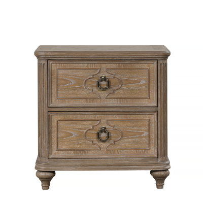 Simple Contemporary 1pc Nightstand Rustic Oak Veneer Solid wood Bedside Table w USB-A And USB-C