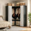 Armoire en métal autoportante avec rideau transparent, tringle et tablette de rangement