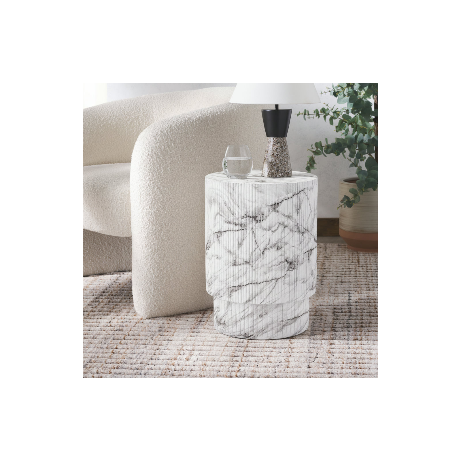 Kody Outdoor Side Table, Marble
