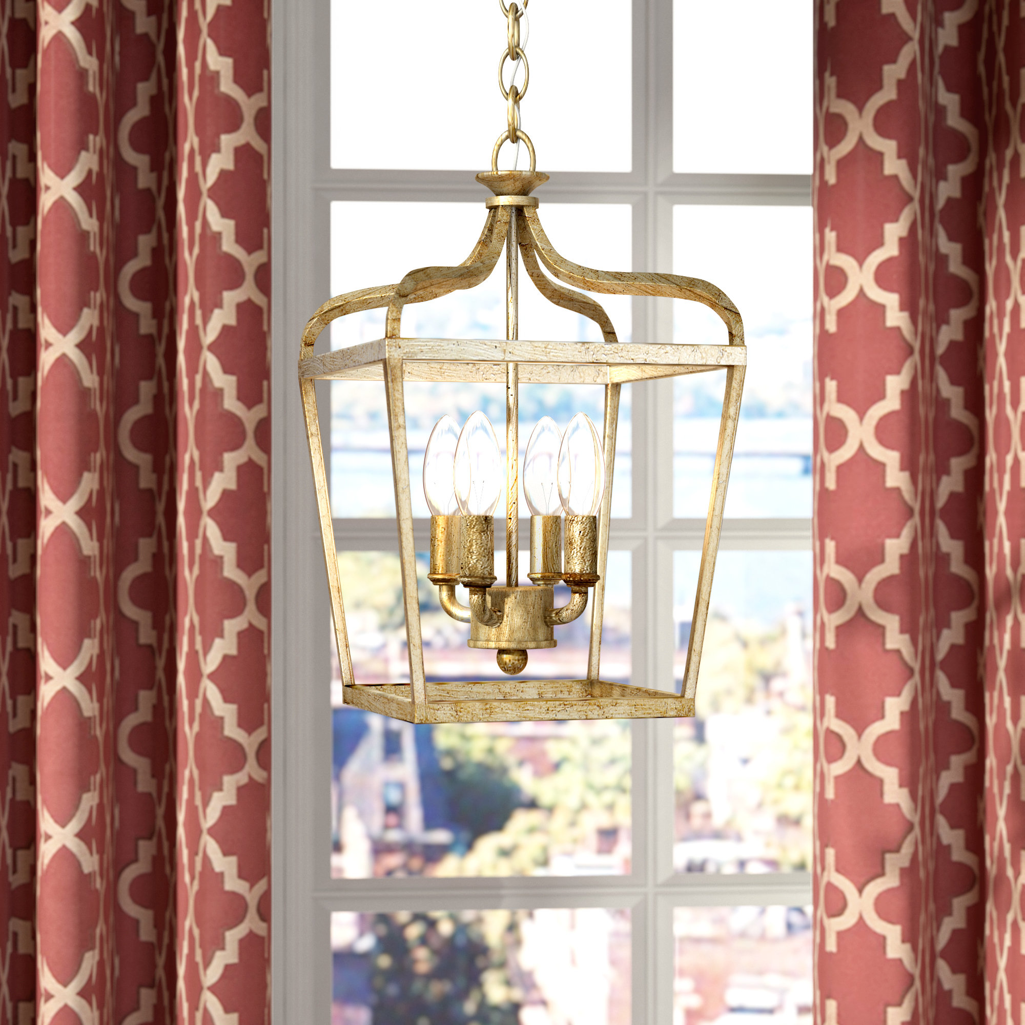 Vogan 4 - Light Gold Lantern Pendant