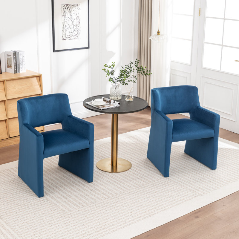 Chaise rembourrée en velours Hambrook, Marine