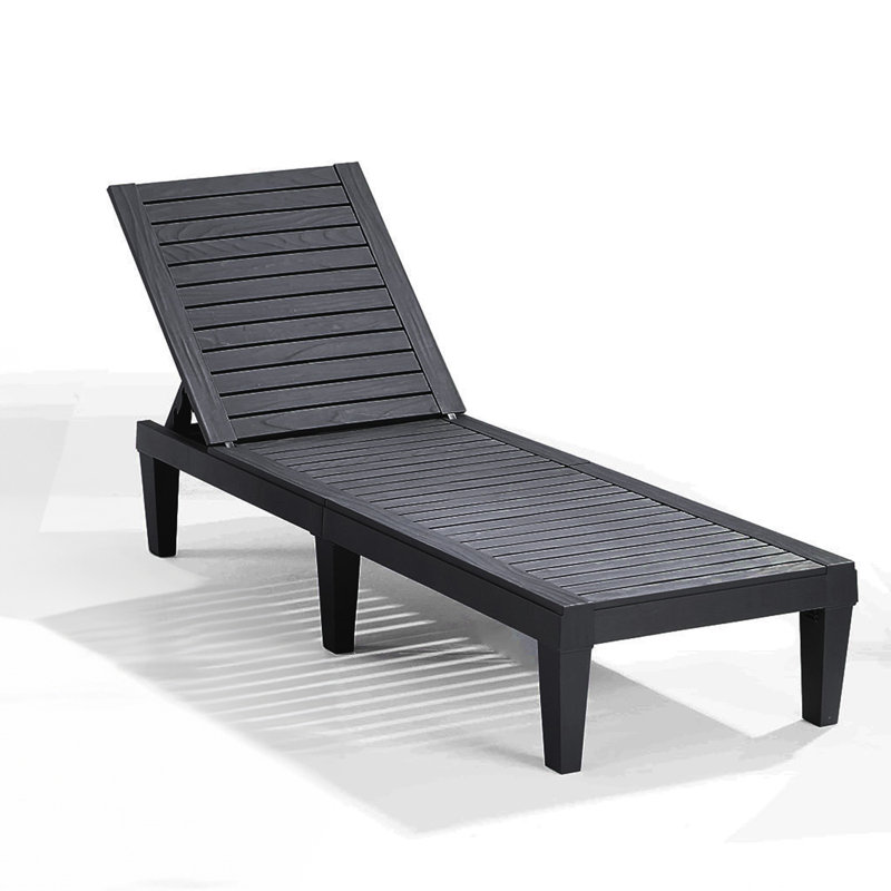 Nestl Waterproof, Lightweight, and Adjustable Outdoor Polyresin Chaise Lounge Chair Set, Black, 1