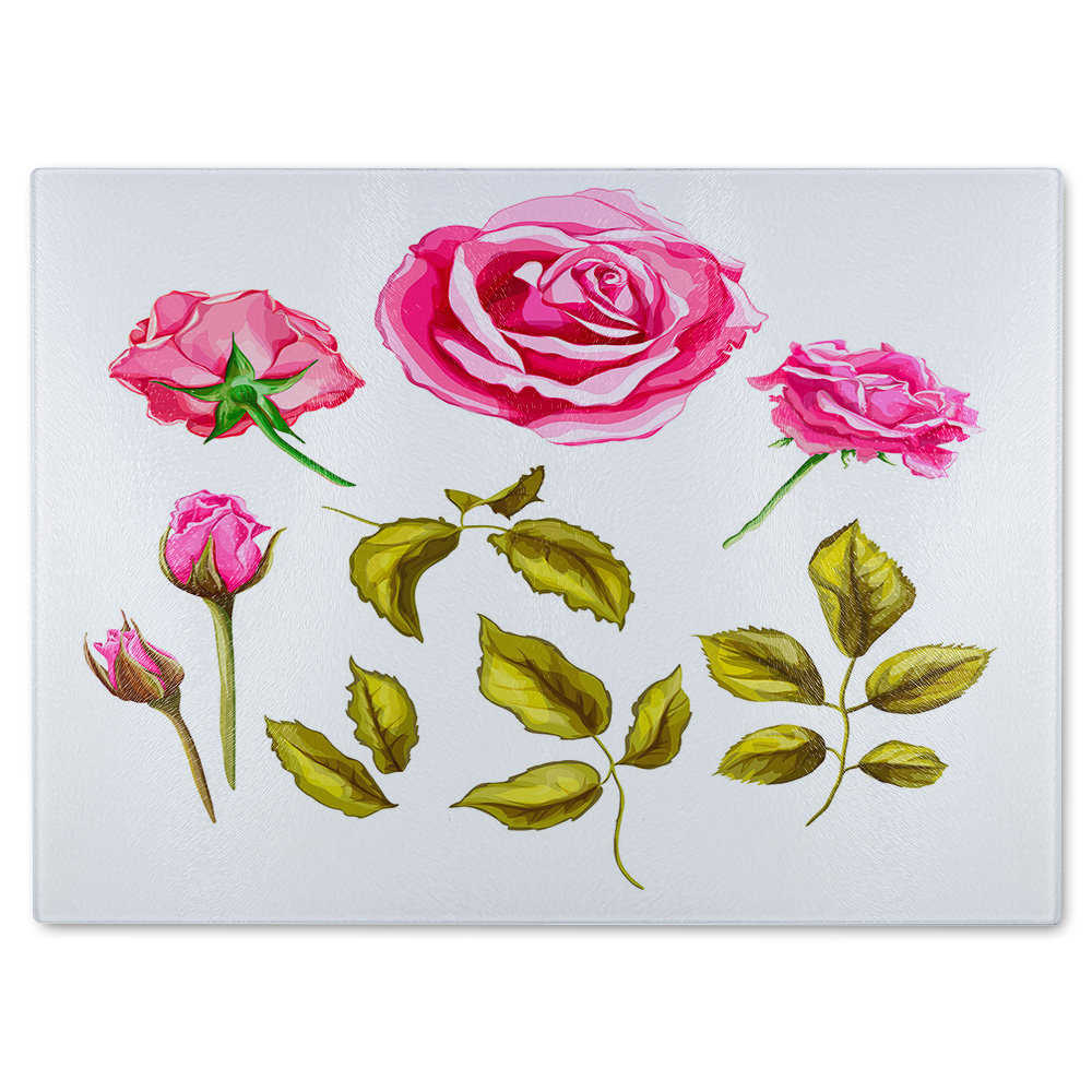 Roses & Leaves Glass Chopping Board