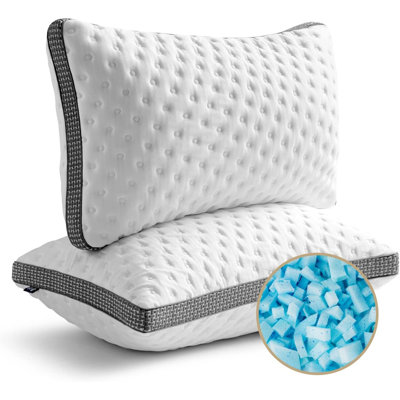 Cooling Pillow Queen Size Set Of 2, Cooling Gel Memory Foam Bed Pillow, Medium Firm Pillow For Sleeping, Cooling & Smooth Washable Cover, Certipur-US Certified