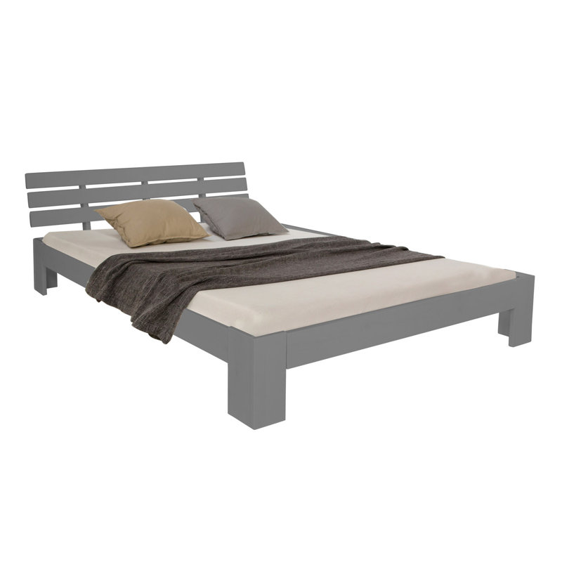Mirielle Solid Wood Bed, 160 x 200 cm, Grey