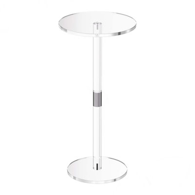 Acrylic Drink Table, Clear End Table Round Top With Solid Post, Modern Acrylic Cake Table Stand, Transparent Side Desk For Coffee, Drink, Food, Snack, Easy Assembly, 10 X 10 X 21.3 In (Clear)