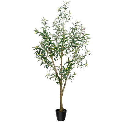 7Ft Faux Olive Tree With Fruit And Realistic Leaves For Home Decor