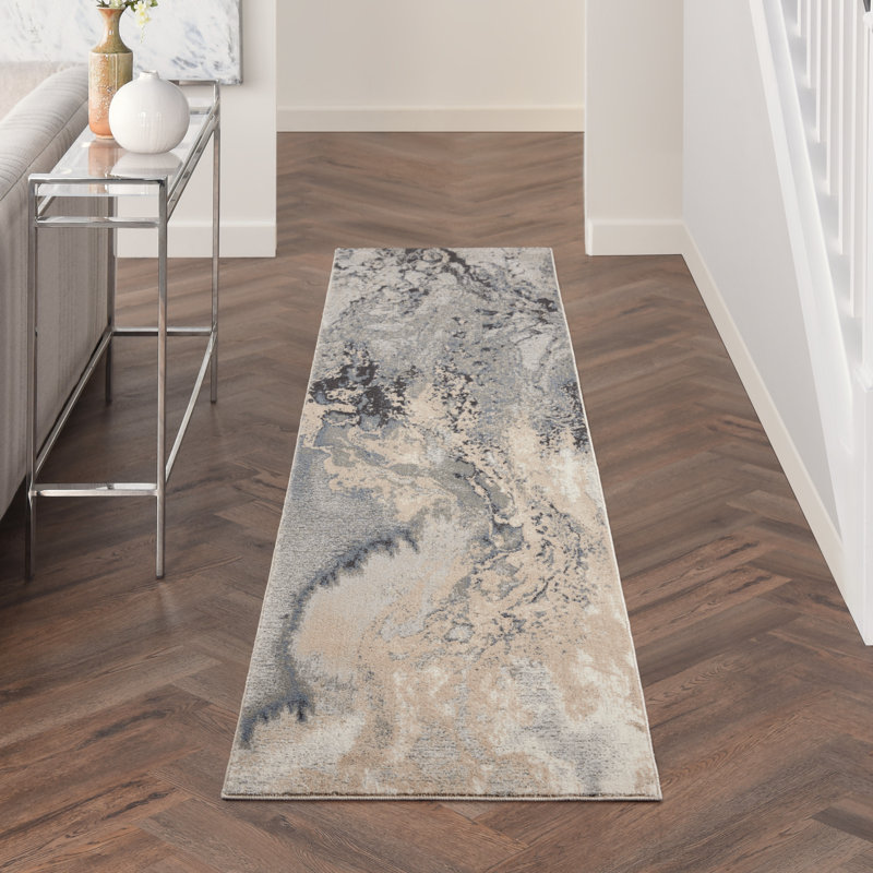 Tapis gris contemporain Ashli, Tapis de couloir 2 pi 2 po x 10 pi