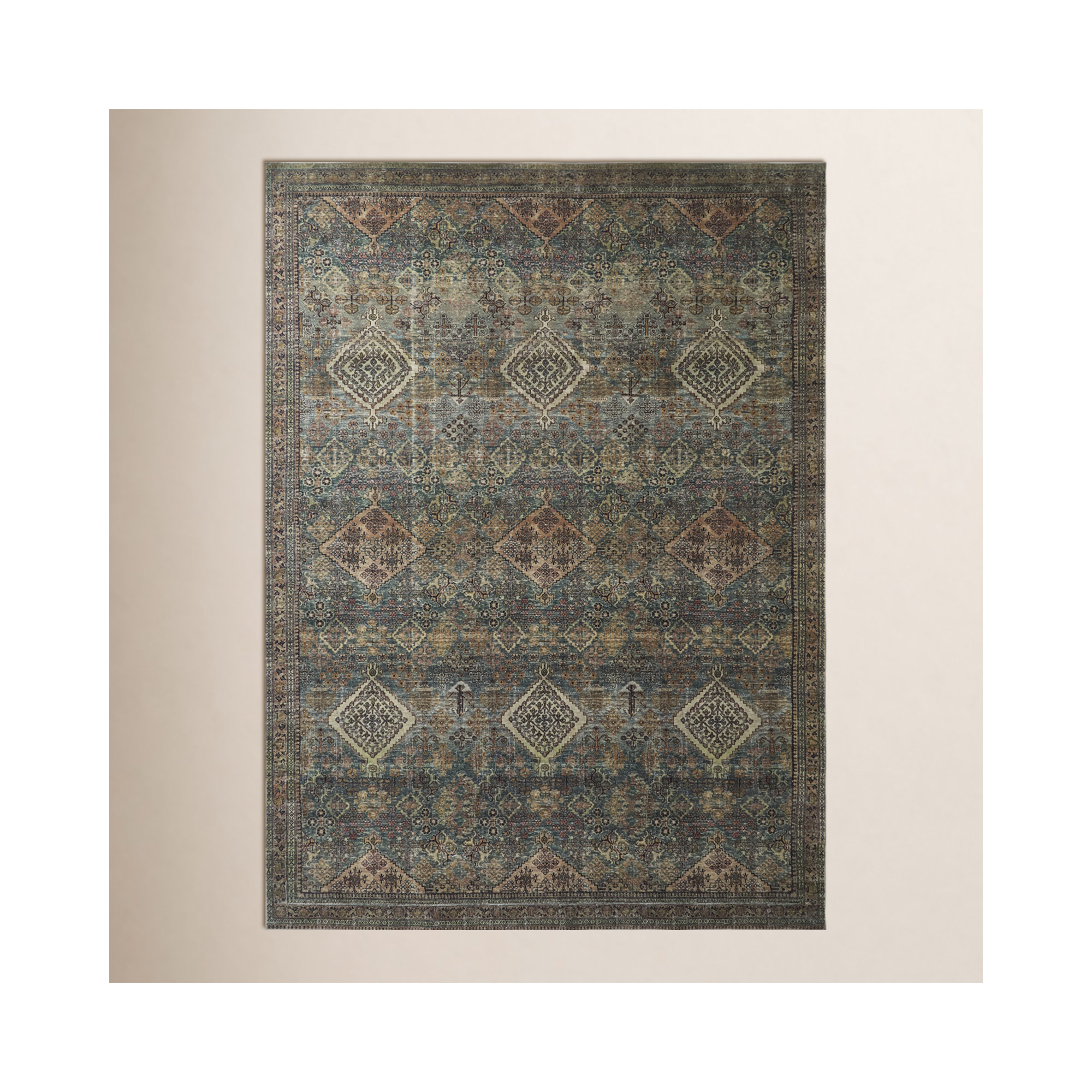 Magnolia Home By Joanna Gaines X Loloi Sinclair Machine Washable Turquoise / Multi Area Rug, Rectangle 8'6" x 11'6"