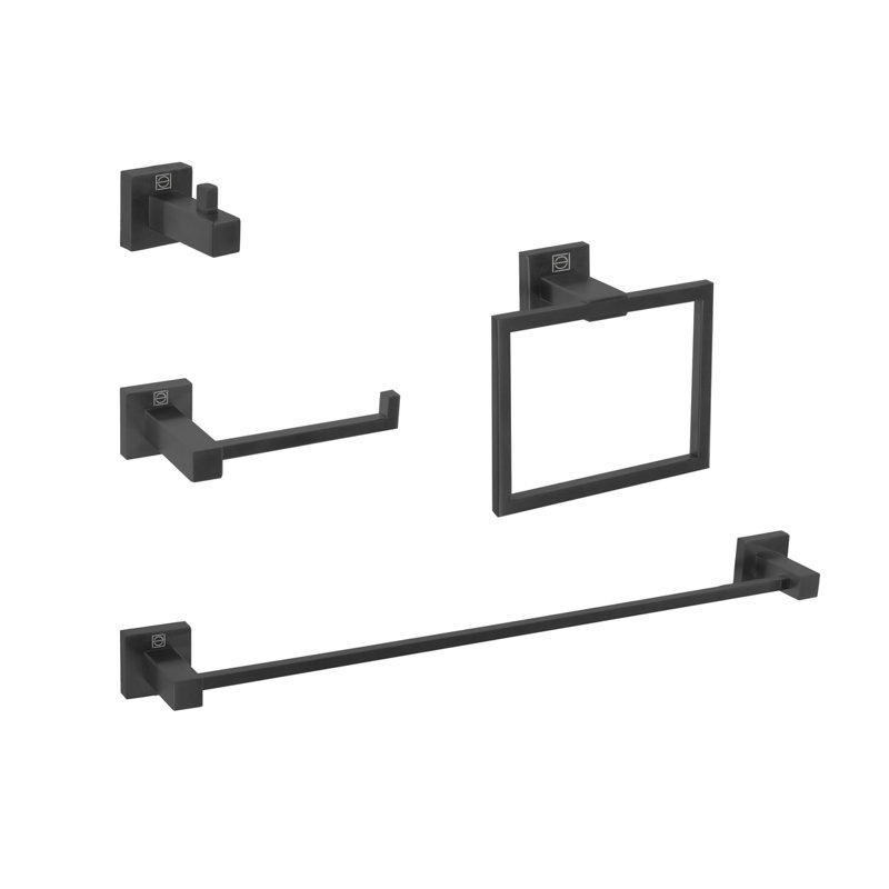 Isla 4 - Piece Bathroom Hardware Set, Matte Black