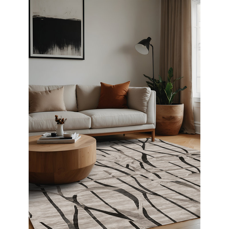 Tapis gris lavable à la machine, Carré 8 pi
