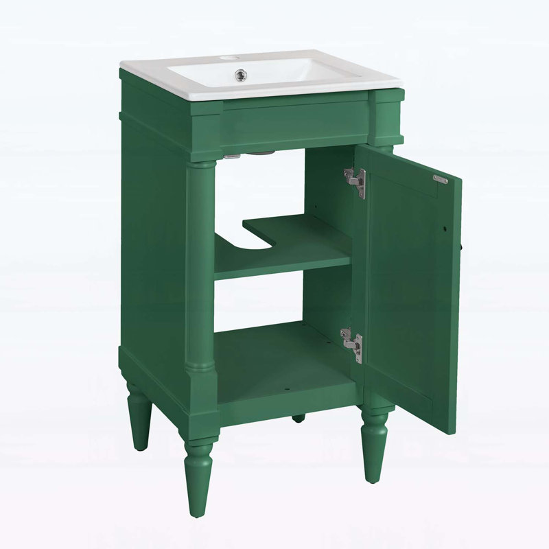 Meuble-lavabo moderne de 18 pouces avec lavabo pour petits espaces, Vert
