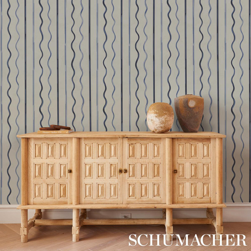 Schumacher x Backdrop Affogato Wallpaper, Cornflower/Deep Navy