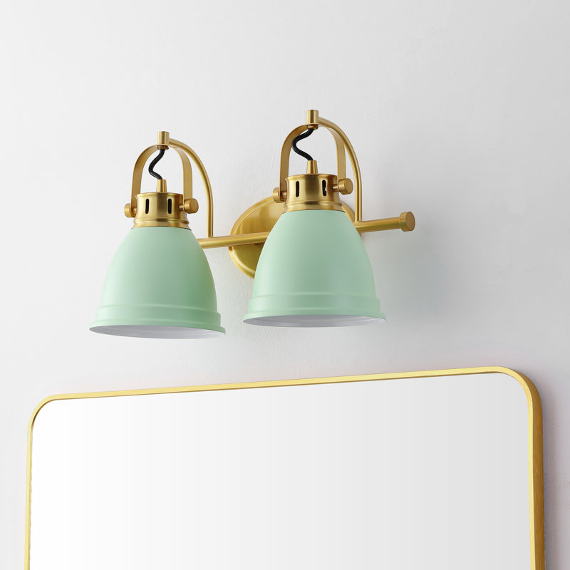  Lejuan Adjustable Farmhouse Bohemian Iron LED Vanity Light, Brass Gold, Mint Green, 2