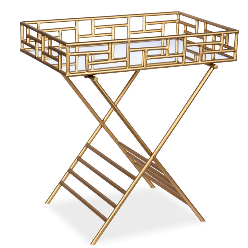 Gold Metal Fretwork Bar Tray Table