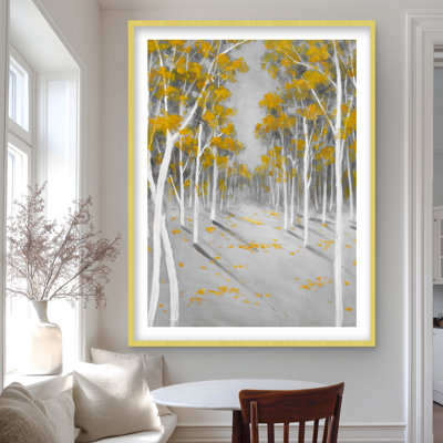 Forêt de bouleaux jaunes - décor de bureau contemporain imprimé