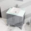 Lavabo de salle de bain 30 po, gris. Lavabo en céramique. 2 portes et 1 armoire à tiroirs. Rangement généreux. Plateau en verre trempé au design élégant. 2 portes et 1 porte spacieuse facile à nettoyer