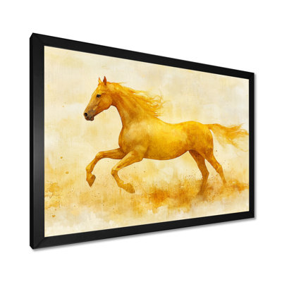 «Golden Freedom Unbridled Horse Portrait IV», art mural cheval