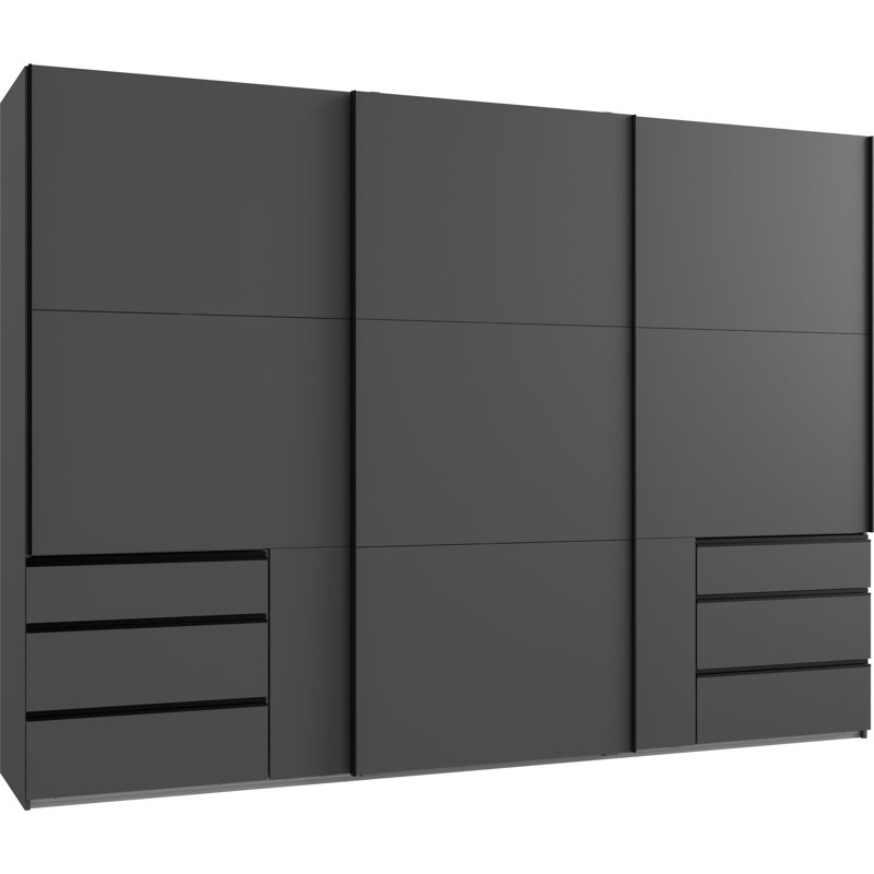 Guardino 3 Door Wardrobe, 216cm H x 300cm W x 65cm D, Graphite