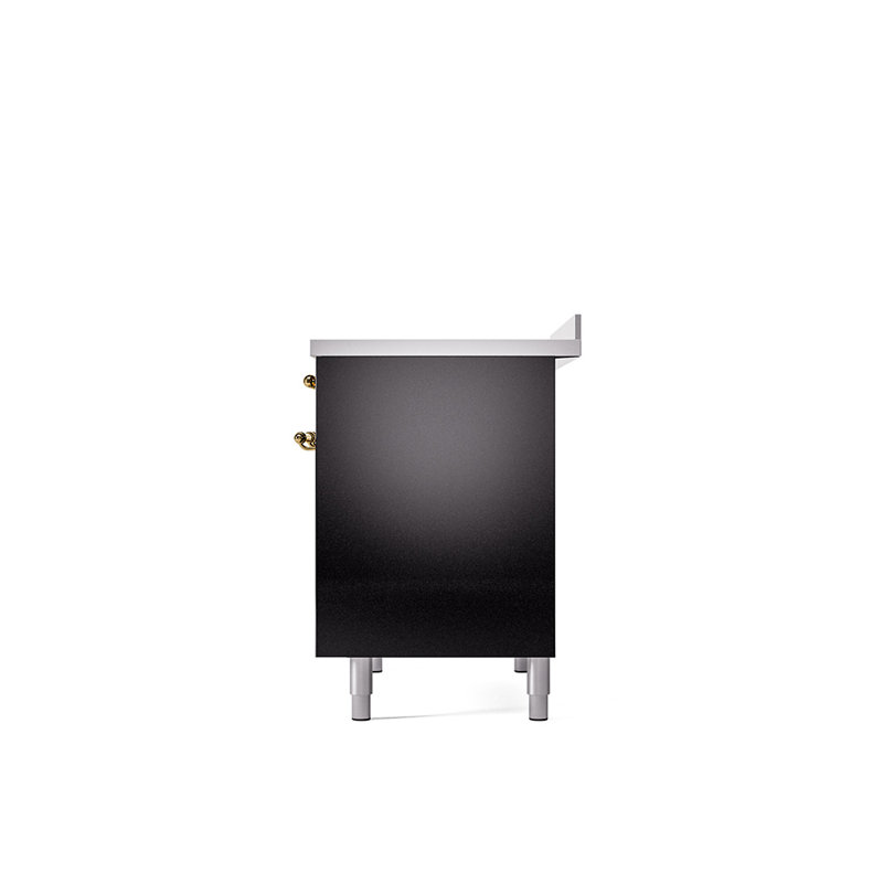 ILVE Nostalgie II Series 40 inch Induction Range with 6 Induction Elements (Glass Door), Glossy Black/Brass
