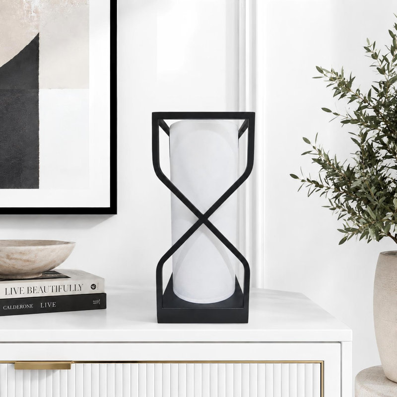 Metal Table Lamp, Natural White Linen