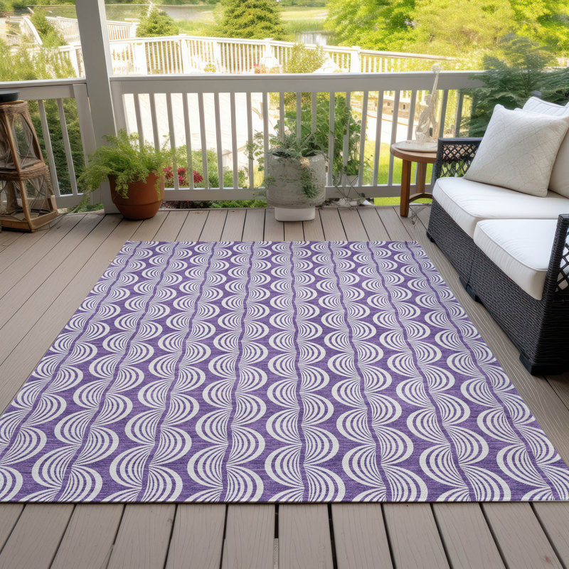 Purple Rectangular Synthetic Easy Care Washable Rug