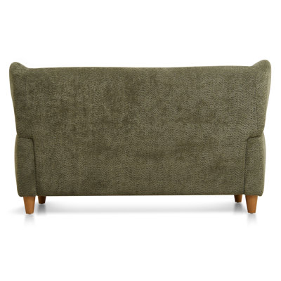 Fauteuil deux places style décontracté 147 cm - Sofa en tissu chenille, canapé décoratif, dossier incurvé, salon, bureau, salle de loisirs, vert olive