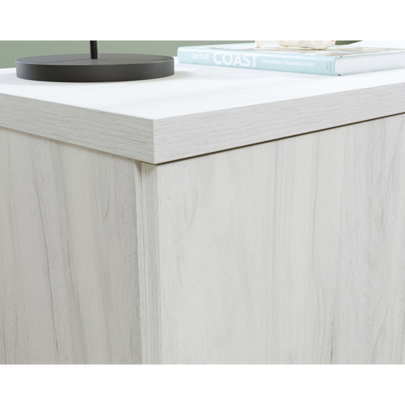 Brown Wood L-Shaped Corner Desk with Drawer and Filing Cabinet