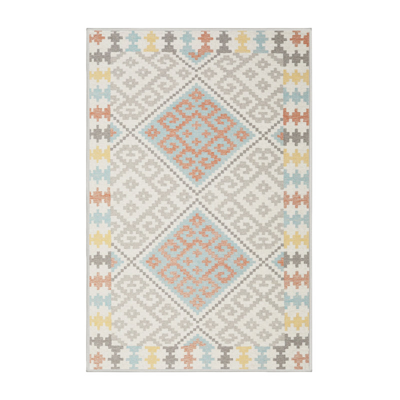 Tapis contemporain beige / brun / jaune, Rectangle 4 pi x 6 pi