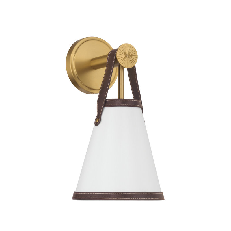 Libby Langdon Arimantas 7.25'' Luxe Gold Sconce, Gold, White/Brown