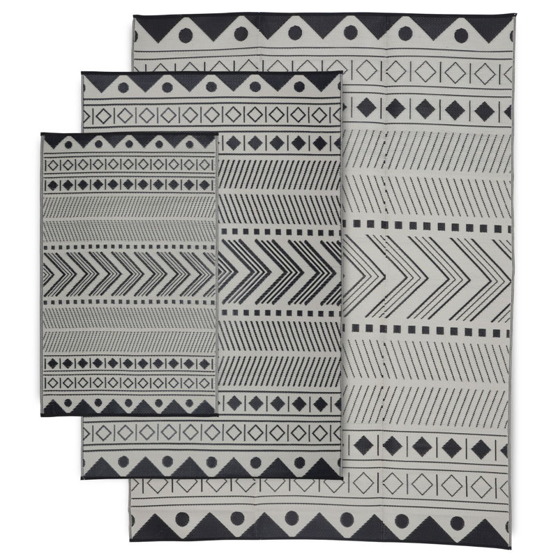 Clairville Rectangle 120 cm x 180 cm Striped Hand Woven Berber Indoor / Outdoor