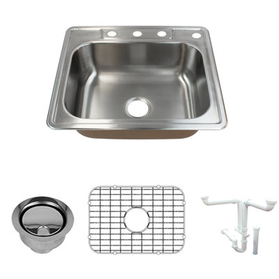 Classic 25'' L Single Bowl Stainless Steel Kitchen Sink