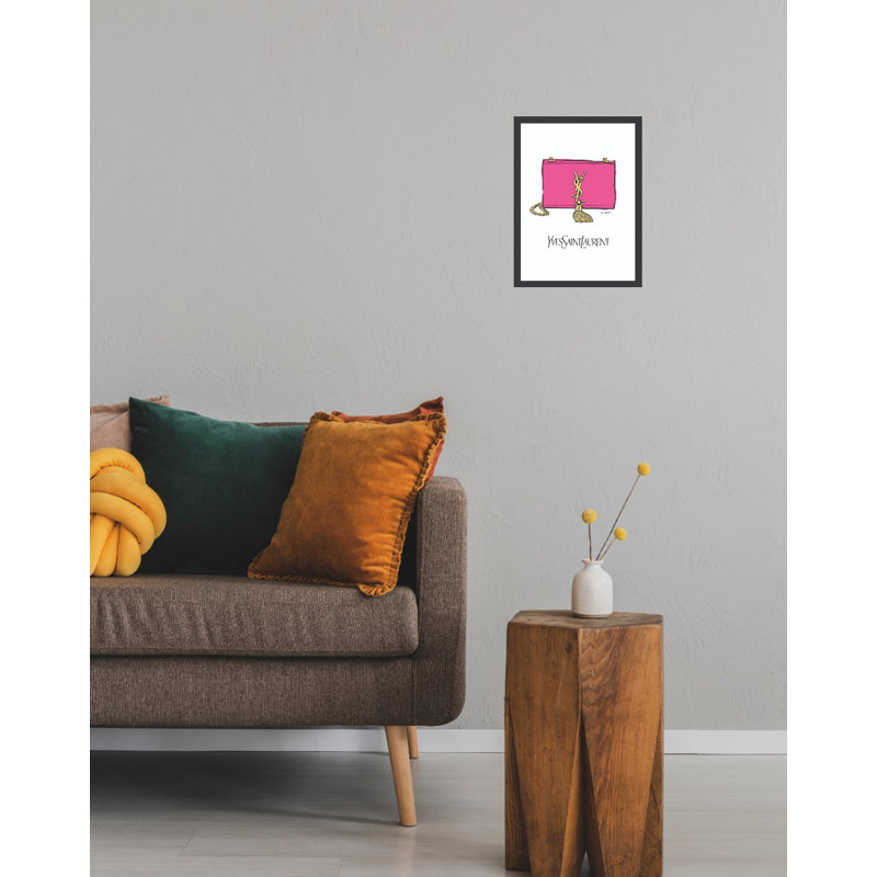 Pink and Gold Fashion Handbag Framed Print for Kids