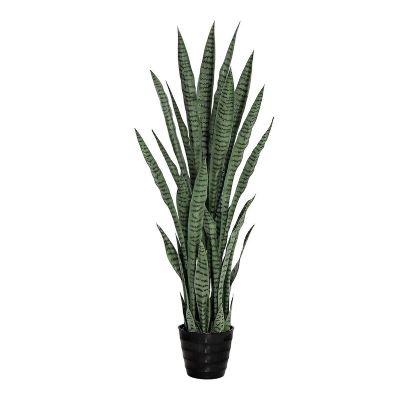 Plante de serpent artificielle Sansevieria en pot, Vert foncé, H 48 po x l 15 po 
