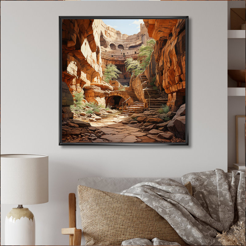 Canyon Pointillism I, H 16 po x l 16 po x P 1 po, Cadre flottant noir