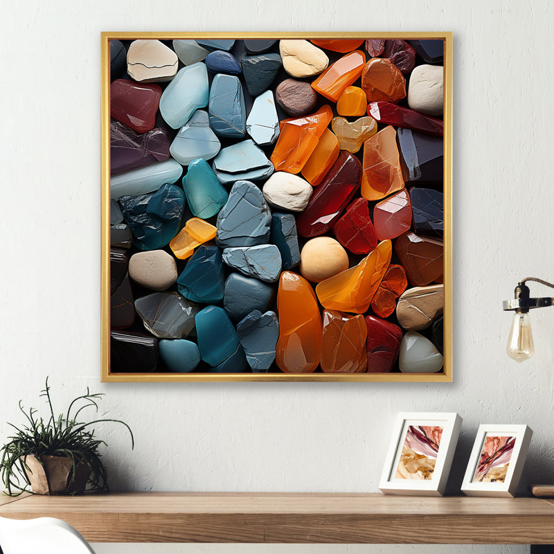 «Angelite Spiritual Stones», impression sur toile encadrée, Cadre flottant doré, H 36 po x l 36 po x P 1,5 po