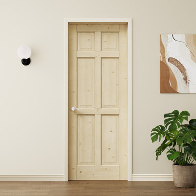 32 x 80 Slab Door, 6 Panel Solid Wood Door Slab,Interior Door, Unfinished, Pantry Door, Bedroom door, Room Door, Closet Door