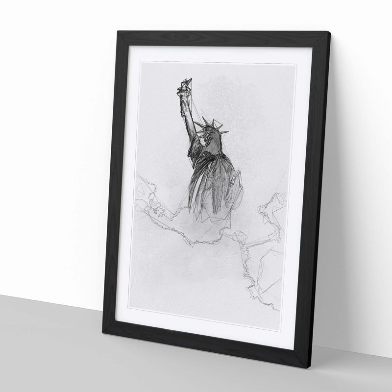 The Statue of Liberty in New York City in Abstract - Framed Print, 91cm H x 60cm W x 2cm D, Black