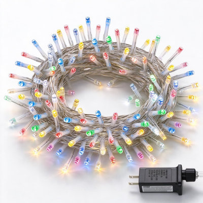 Multicolore guirlande lumineuse de Noël à DEL pour l'intérieur et l'extérieur, connectable et imperméable à l'eau avec modes d'éclairage et minuterie pour arbre, clôture, patio, fête, fête
