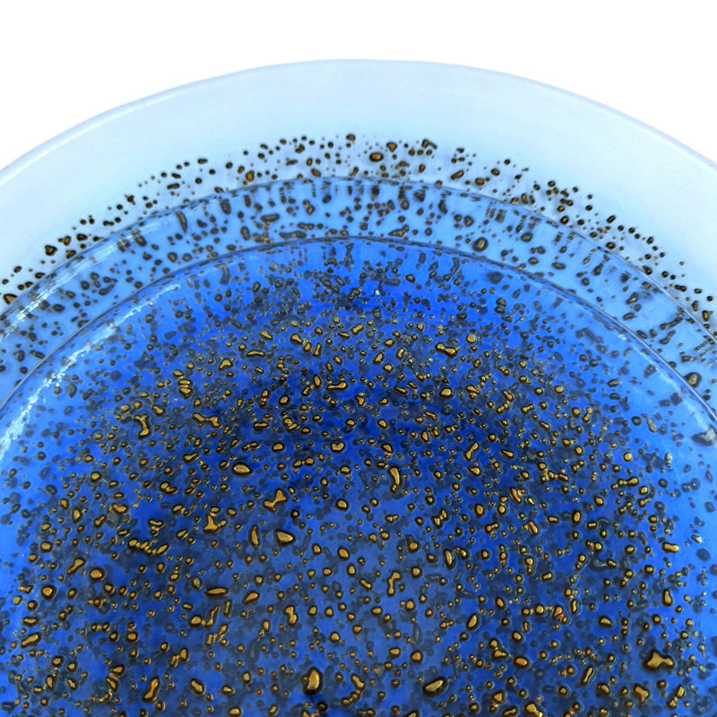 Indigo and Bronze Handcrafted Glass Dinner Plate Set