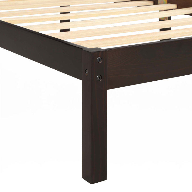 Chares Wood Platform Bed With Headboard, Twin, White