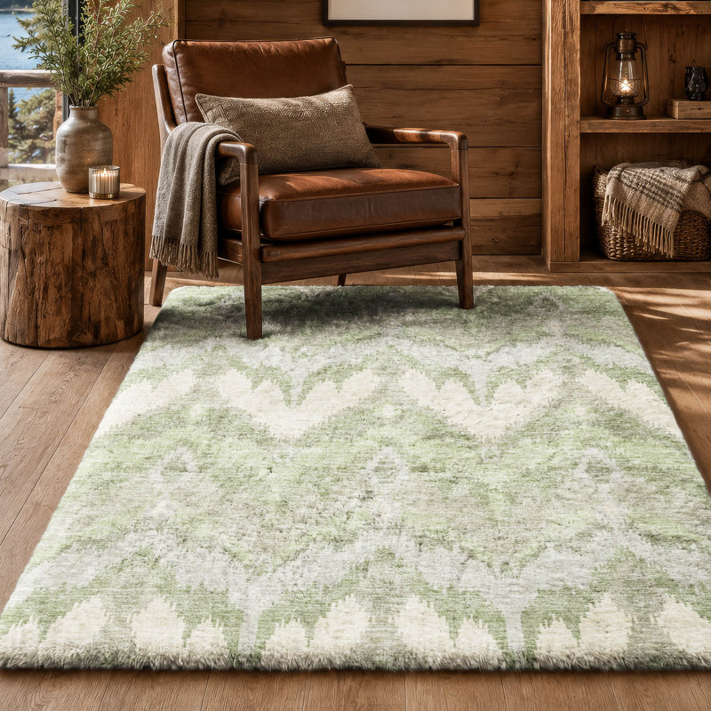 Tapis Dream Shag ADS743 Ikat lavable à la machine de qualité supérieure, Aloès, 10' x 14'