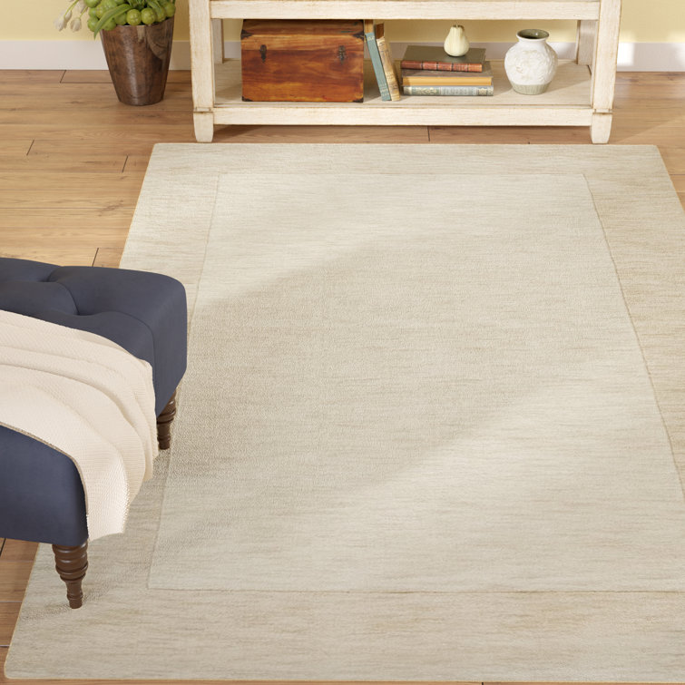 Tapis beige / crème en laine fabriqué à la main Dolma