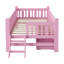 Lit plateforme simple en bois avec garde-corps et 2 tiroirs, rose-907547365