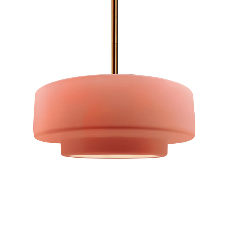Luminaire suspendu à 1 lumière Meydan, Rosé brillant, H 5,25 po x l 14,5 po x P 14,5 po, Laiton brossé