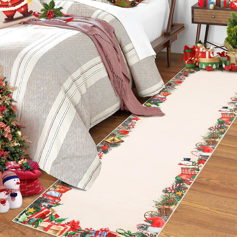 Rug Washable Non Slip for Entryway,Classic Christmas Mats for Front Door,Soft Low Pile Door Mat for Bedroom Living Room Laundry Room Indoor