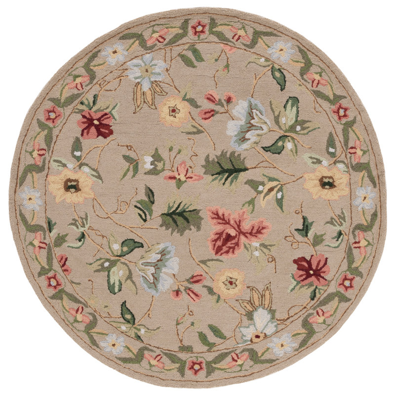 Chelsea Hand Hooked Wool Floral Rug, Round 5'6"
