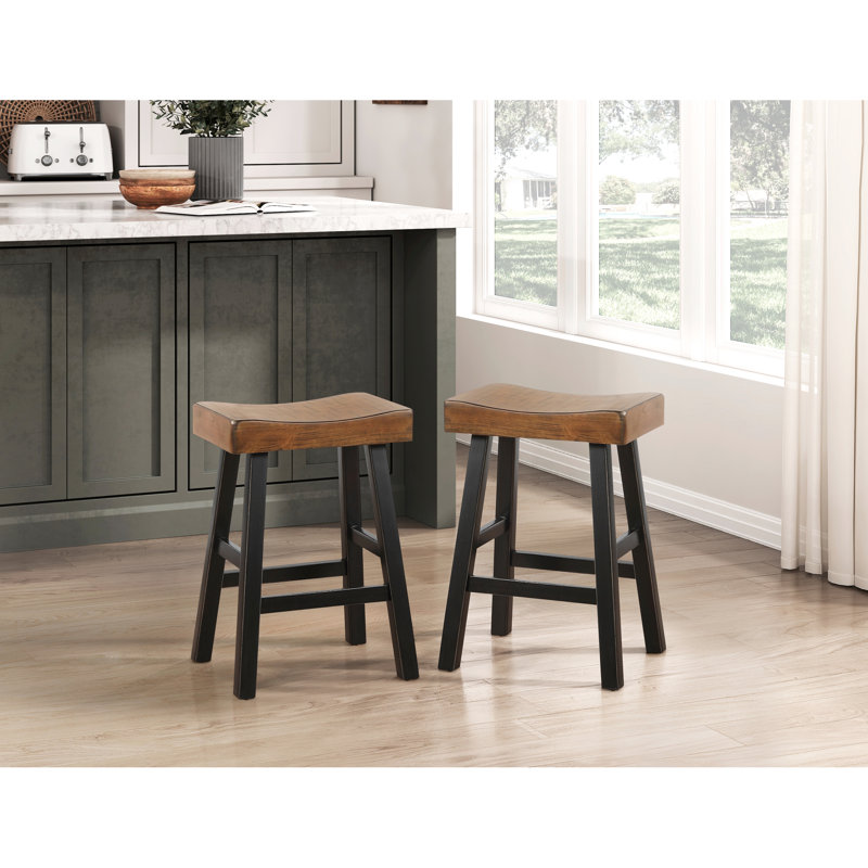 Table et tabourets à hauteur de comptoir - Bois massif brun noir 2 tons 4