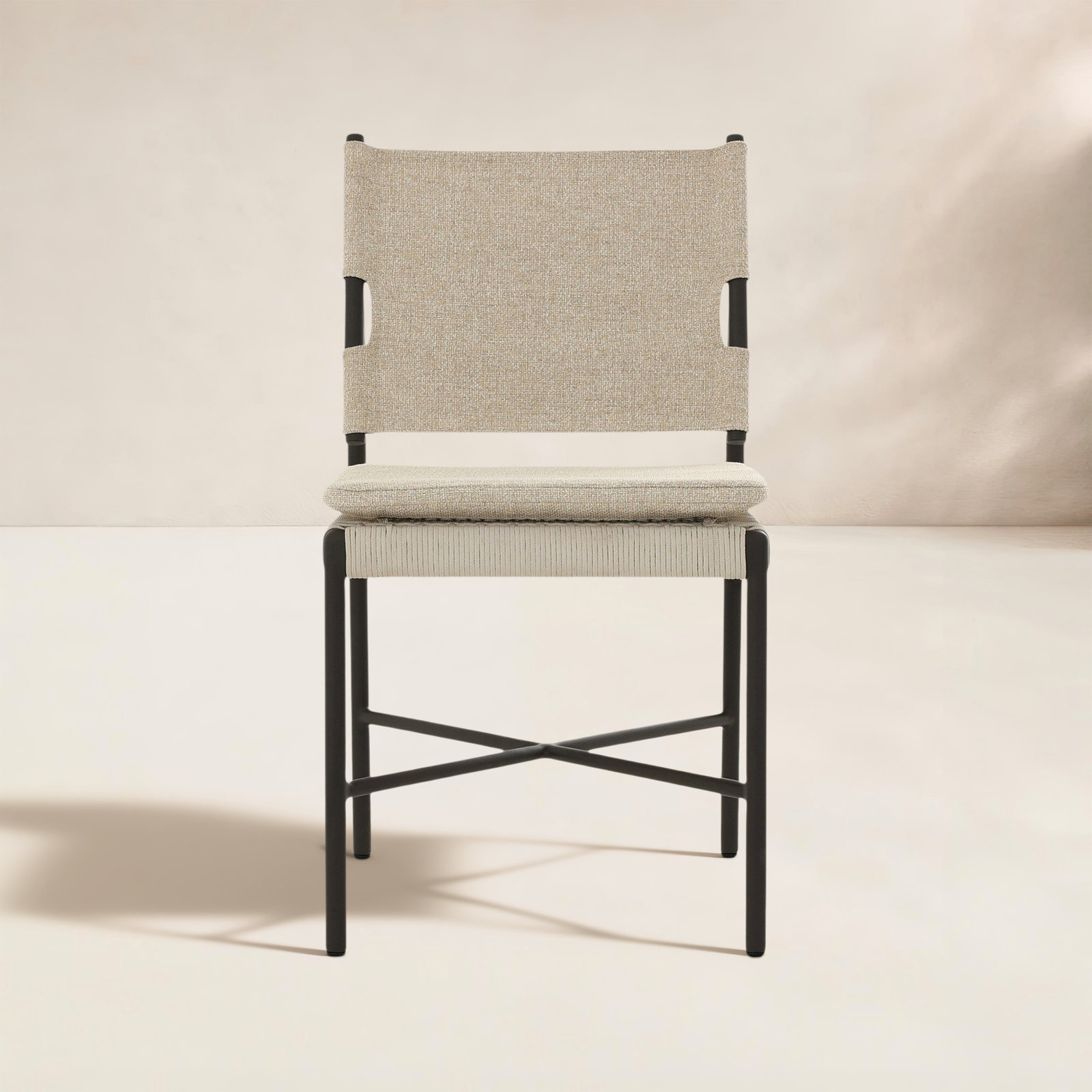 Wicker Premium All-Weather Wicker Outdoor Dining Side Chair with Cushion, Hayes Cream